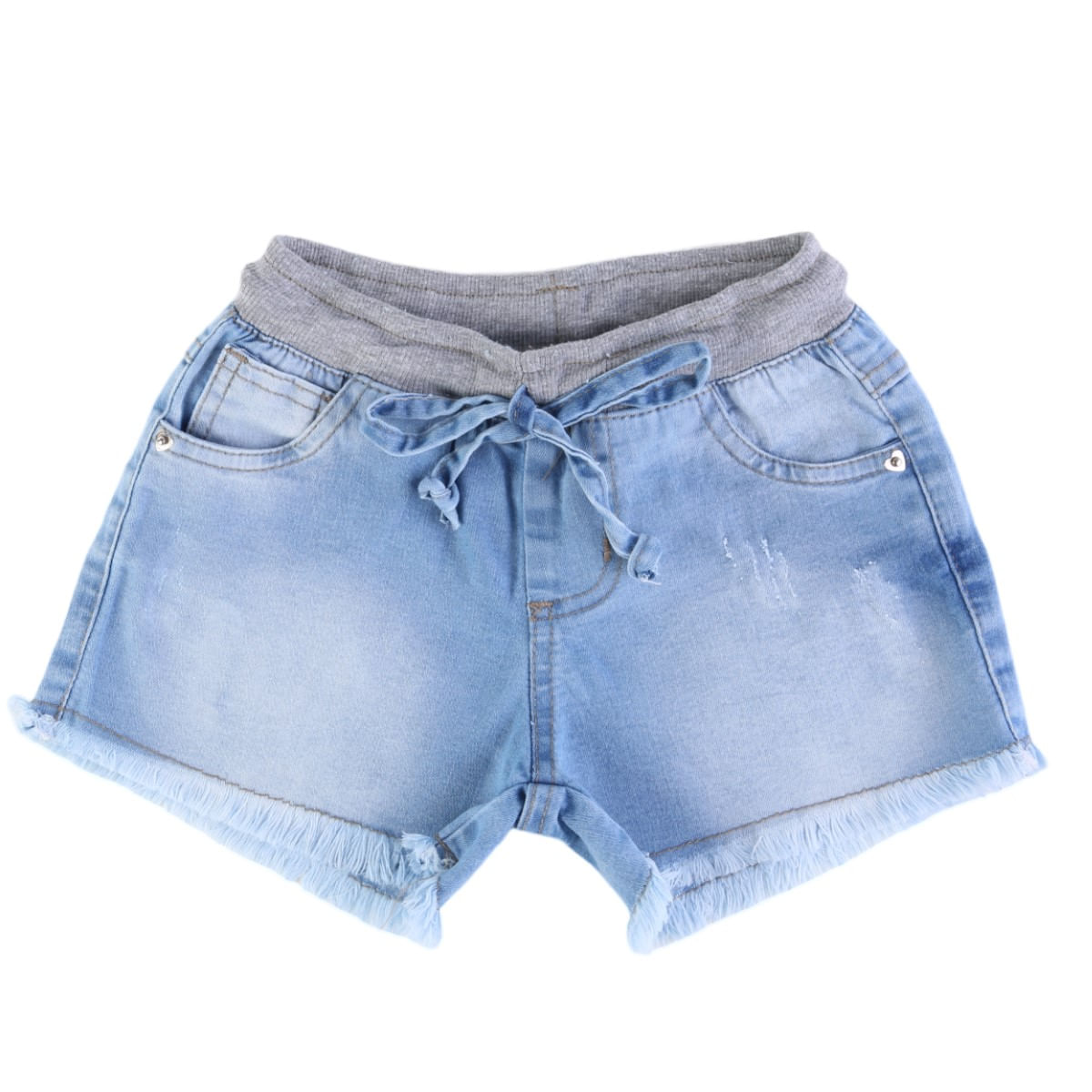 Short Color Mini Em Jeans Com Barra Desfiada Infantil - kookabu